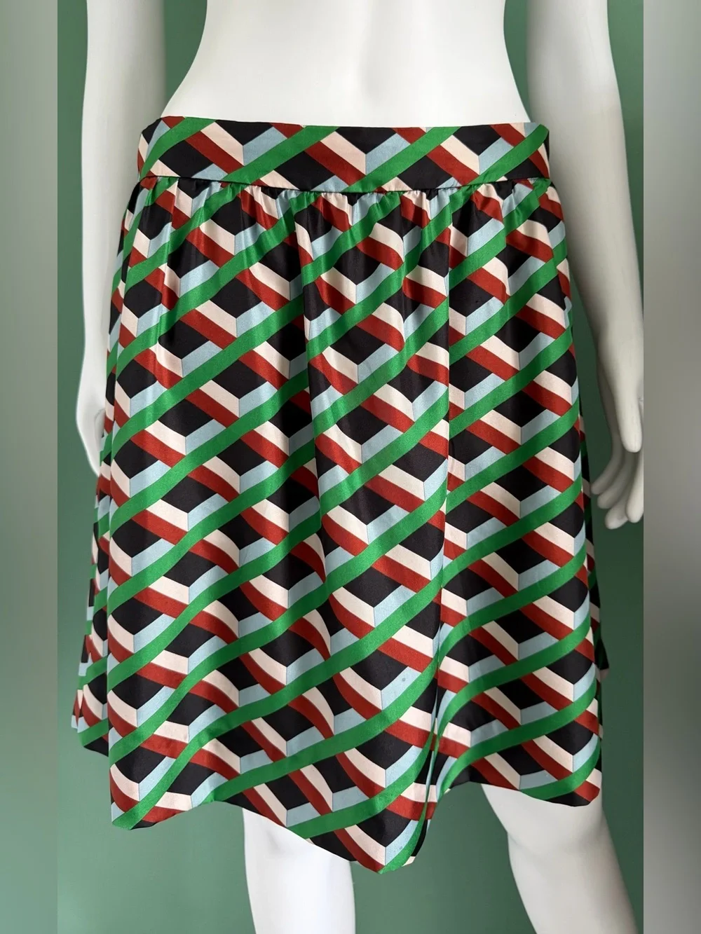 J. Crew Ratti Graphic Diamond Print Silk Skirt